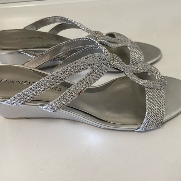 Bandolino, silver sandal, wedge heels, size 6 women’s - Picture 2 of 6